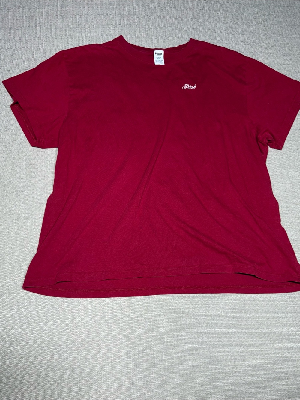 PINK Victoria's Secret Men's Deep Red Crewneck Tee